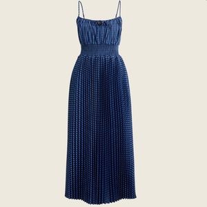 J.Crew Plaid Smocked-waist pleated dress in blue gingham